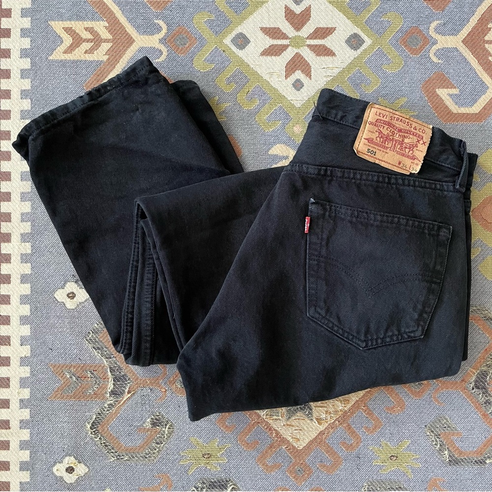 Vintage Y2K Levi’s 501 Distressed Black Jeans Size 34